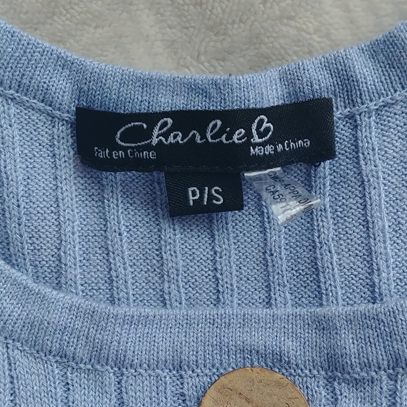 Charlie B natural fiber ribbed tanks with button accents size S - Picture 3 of 4